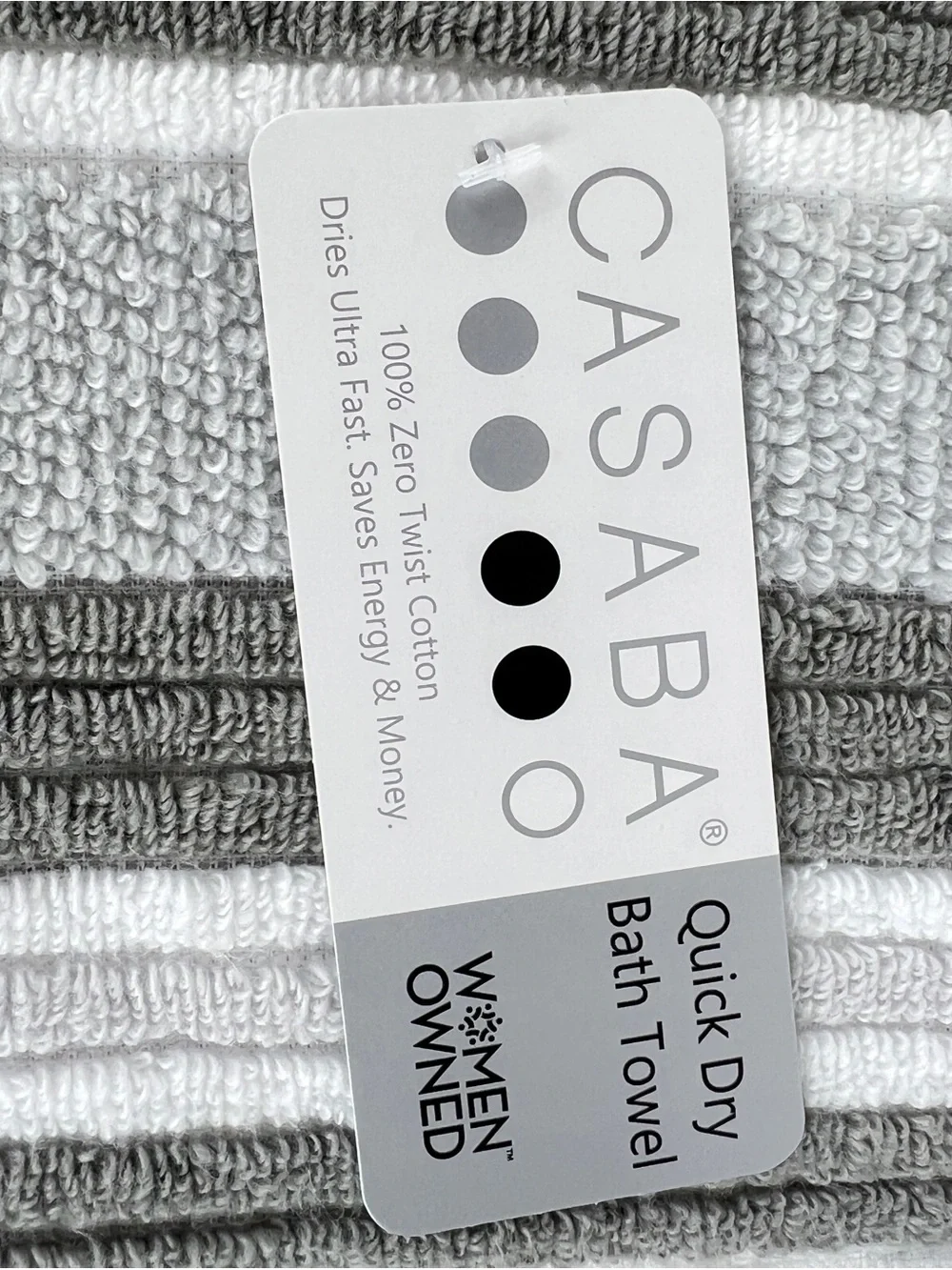 Casaba Bath Towels Tan Taupe White Striped Quick Dry Soft Cotton 2 Pc Set NEW